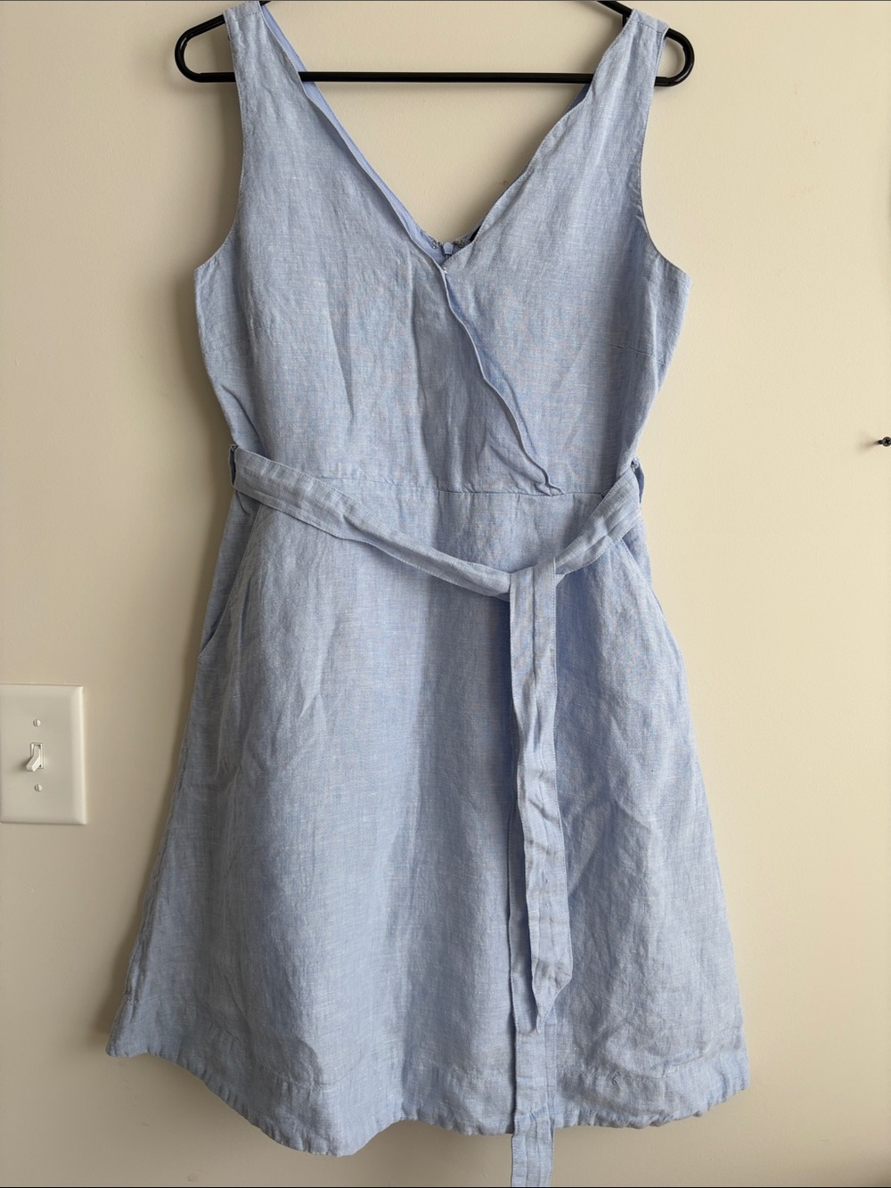 Tahari Baby Blue Linen Sleeveless Short Dress- Size 4